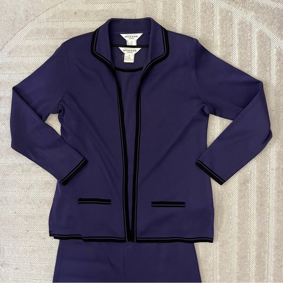 Vintage Exclusively Misook 3 Piece Purple Knit Women's Pantsuit S Small Petite - Picture 2 of 9